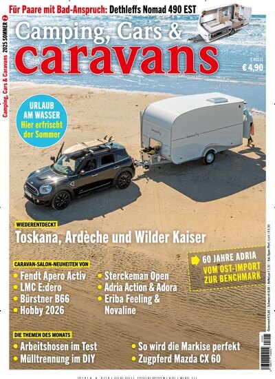Titelbild der Ausgabe 5/2025 von Camping, Cars & Caravans. Diese Zeitschrift und viele weitere Automagazine und Motorradzeitschriften als Abo oder epaper bei United Kiosk online kaufen.