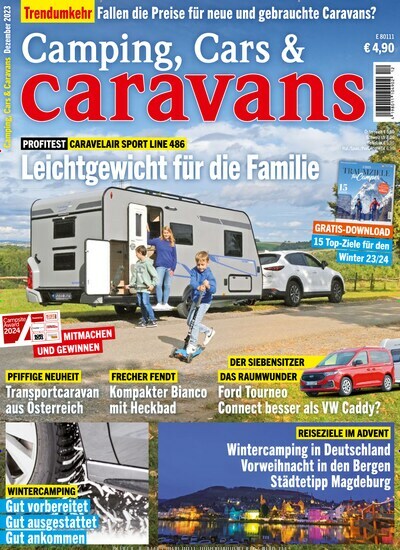 Titelbild der Ausgabe 12/2023 von Camping, Cars & Caravans. Diese Zeitschrift und viele weitere Automagazine und Motorradzeitschriften als Abo oder epaper bei United Kiosk online kaufen.