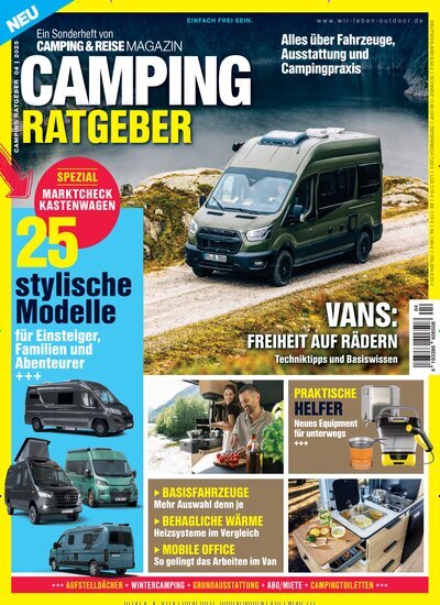 Titelbild der Ausgabe 4/2025 von Camping Ratgeber. Diese Zeitschrift und viele weitere Automagazine und Motorradzeitschriften als Abo oder epaper bei United Kiosk online kaufen.