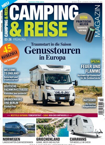 Titelbild der Ausgabe 3/2026 von Camping & Reise Magazin. Diese Zeitschrift und viele weitere Automagazine und Motorradzeitschriften als Abo oder epaper bei United Kiosk online kaufen.