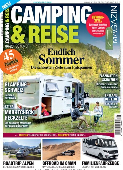 Titelbild der Ausgabe 4/2025 von Camping & Reise Magazin. Diese Zeitschrift und viele weitere Automagazine und Motorradzeitschriften als Abo oder epaper bei United Kiosk online kaufen.