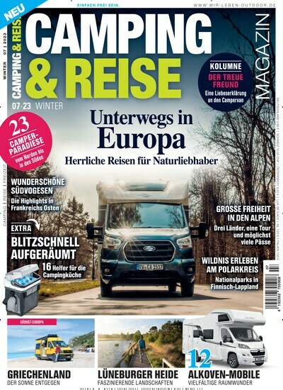 Titelbild der Ausgabe 7/2023 von Camping & Reise Magazin. Diese Zeitschrift und viele weitere Automagazine und Motorradzeitschriften als Abo oder epaper bei United Kiosk online kaufen.