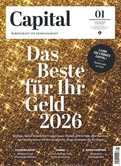 Titelbild der Ausgabe 1/2026 von Capital. Diese Zeitschrift und viele weitere Wirtschaftsmagazine und Politikmagazine als Abo oder epaper bei United Kiosk online kaufen.