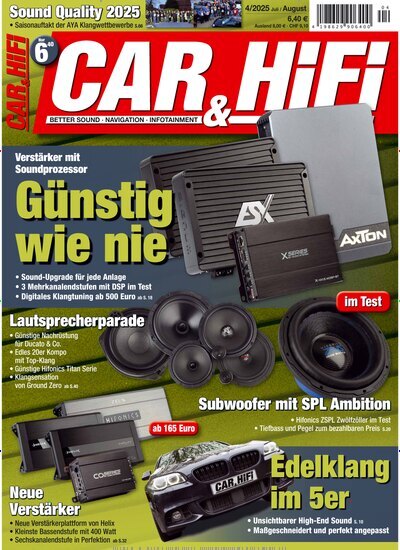 Titelbild der Ausgabe 4/2025 von Car & Hifi. Diese Zeitschrift und viele weitere Audiomagazine, Filmmagazine und Fotozeitschriften als Abo oder epaper bei United Kiosk online kaufen.