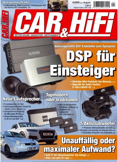 Titelbild der Ausgabe 4/2026 von Car & Hifi. Diese Zeitschrift und viele weitere Audiomagazine, Filmmagazine und Fotozeitschriften als Abo oder epaper bei United Kiosk online kaufen.