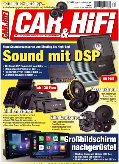 Titelbild der Ausgabe 5/2026 von Car & Hifi. Diese Zeitschrift und viele weitere Audiomagazine, Filmmagazine und Fotozeitschriften als Abo oder epaper bei United Kiosk online kaufen.