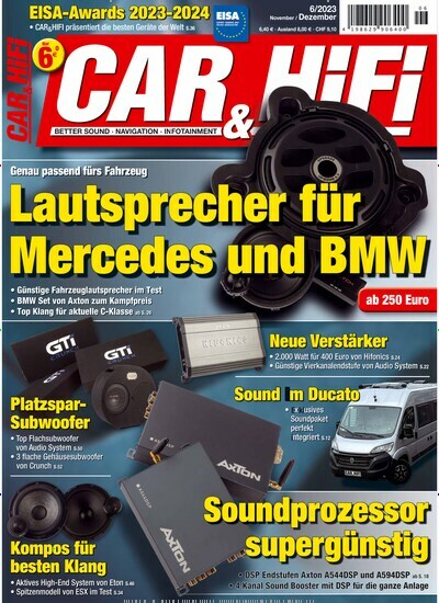 Titelbild der Ausgabe 6/2023 von Car & Hifi. Diese Zeitschrift und viele weitere Audiomagazine, Filmmagazine und Fotozeitschriften als Abo oder epaper bei United Kiosk online kaufen.