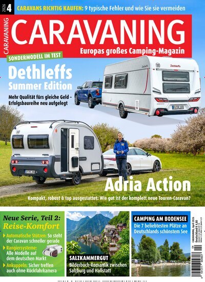 Titelbild der Ausgabe 4/2026 von Caravaning. Diese Zeitschrift und viele weitere Automagazine und Motorradzeitschriften als Abo oder epaper bei United Kiosk online kaufen.