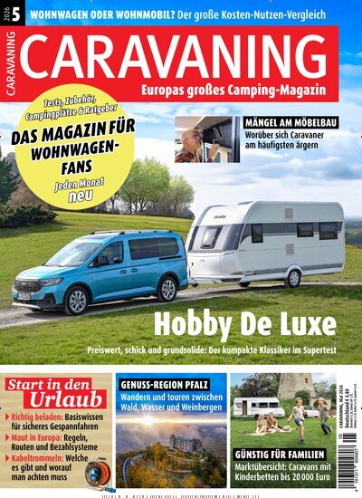 Titelbild der Ausgabe 5/2026 von Caravaning. Diese Zeitschrift und viele weitere Automagazine und Motorradzeitschriften als Abo oder epaper bei United Kiosk online kaufen.