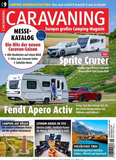 Titelbild der Ausgabe 9/2026 von Caravaning. Diese Zeitschrift und viele weitere Automagazine und Motorradzeitschriften als Abo oder epaper bei United Kiosk online kaufen.