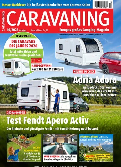 Titelbild der Ausgabe 10/2025 von Caravaning. Diese Zeitschrift und viele weitere Automagazine und Motorradzeitschriften als Abo oder epaper bei United Kiosk online kaufen.