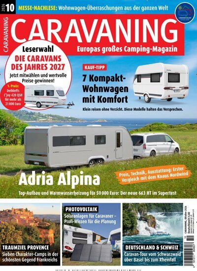 Titelbild der Ausgabe 10/2026 von Caravaning. Diese Zeitschrift und viele weitere Automagazine und Motorradzeitschriften als Abo oder epaper bei United Kiosk online kaufen.