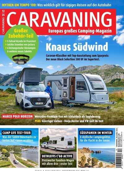 Titelbild der Ausgabe 12/2025 von Caravaning. Diese Zeitschrift und viele weitere Automagazine und Motorradzeitschriften als Abo oder epaper bei United Kiosk online kaufen.