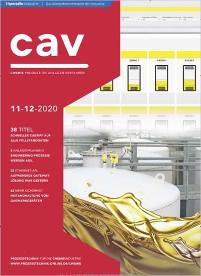 Titelbild der Ausgabe 1/2021 von cav chemie anlagen verfahren. Diese Zeitschrift und viele weitere Industriemagazine und Handwerkmagazine als Abo oder epaper bei United Kiosk online kaufen.