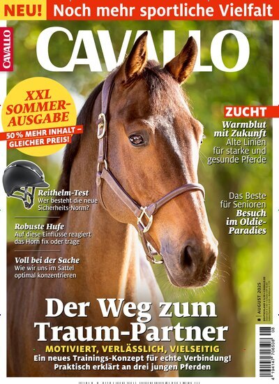 Titelbild der Ausgabe 8/2025 von Cavallo. Diese Zeitschrift und viele weitere Sportmagazine als Abo oder epaper bei United Kiosk online kaufen.