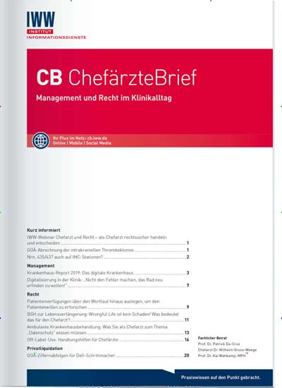 Titelbild der Ausgabe 2/2021 von CB ChefärzteBrief. Diese Zeitschrift und viele weitere Pflegezeitschriften und medizinische Fachzeitschriften als Abo oder epaper bei United Kiosk online kaufen.