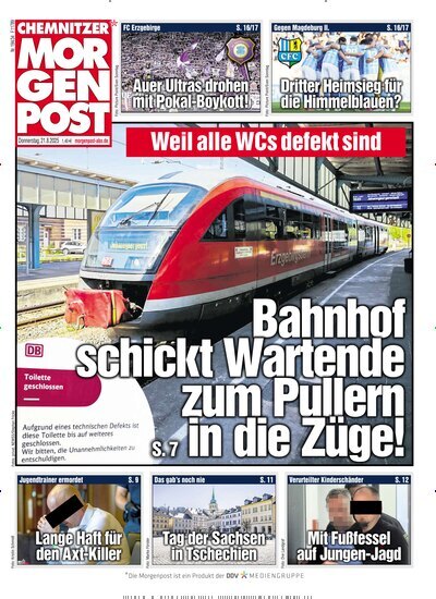 Titelbild der Ausgabe 196/2025 von Chemnitzer Morgenpost. Diese Zeitschrift und viele weitere Zeitungsabos als Abo oder epaper bei United Kiosk online kaufen.