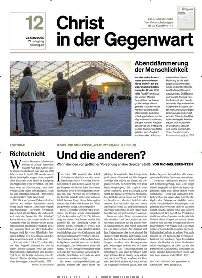 Titelbild der Ausgabe 12/2025 von Christ in der Gegenwart. Diese Zeitschrift und viele weitere Kunstmagazine und Kulturmagazine als Abo oder epaper bei United Kiosk online kaufen.