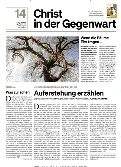 Titelbild der Ausgabe 14/2026 von Christ in der Gegenwart. Diese Zeitschrift und viele weitere Kunstmagazine und Kulturmagazine als Abo oder epaper bei United Kiosk online kaufen.