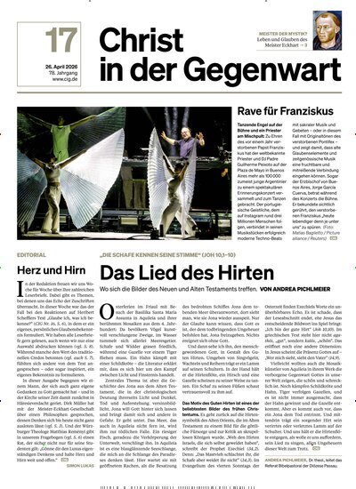 Titelbild der Ausgabe 17/2026 von Christ in der Gegenwart. Diese Zeitschrift und viele weitere Kunstmagazine und Kulturmagazine als Abo oder epaper bei United Kiosk online kaufen.