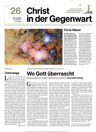 Titelbild der Ausgabe 26/2025 von Christ in der Gegenwart. Diese Zeitschrift und viele weitere Kunstmagazine und Kulturmagazine als Abo oder epaper bei United Kiosk online kaufen.
