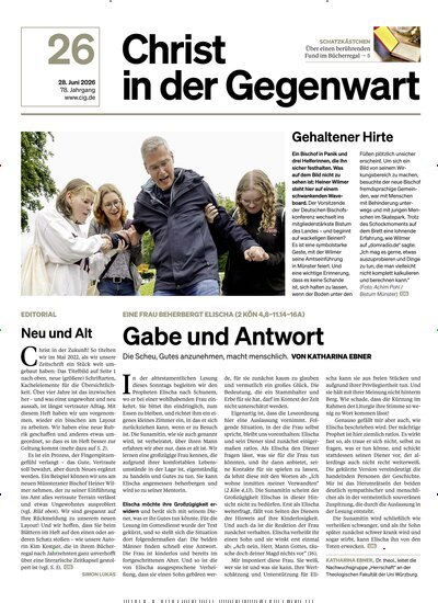 Titelbild der Ausgabe 26/2026 von Christ in der Gegenwart. Diese Zeitschrift und viele weitere Kunstmagazine und Kulturmagazine als Abo oder epaper bei United Kiosk online kaufen.
