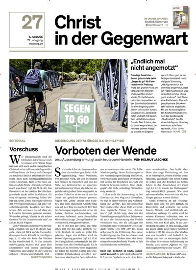 Titelbild der Ausgabe 27/2025 von Christ in der Gegenwart. Diese Zeitschrift und viele weitere Kunstmagazine und Kulturmagazine als Abo oder epaper bei United Kiosk online kaufen.