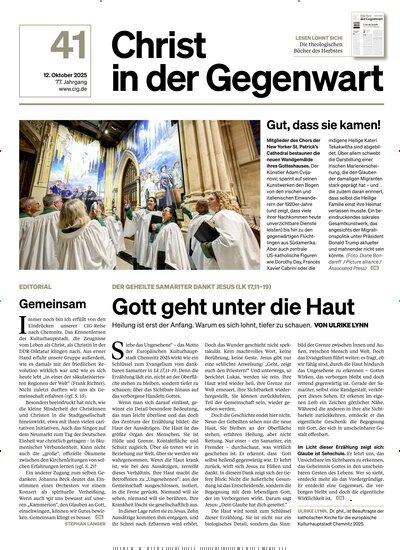 Titelbild der Ausgabe 41/2025 von Christ in der Gegenwart. Diese Zeitschrift und viele weitere Kunstmagazine und Kulturmagazine als Abo oder epaper bei United Kiosk online kaufen.