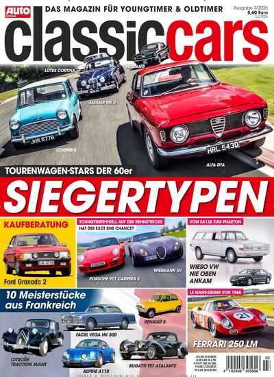 Titelbild der Ausgabe 3/2026 von classic cars. Diese Zeitschrift und viele weitere Automagazine und Motorradzeitschriften als Abo oder epaper bei United Kiosk online kaufen.
