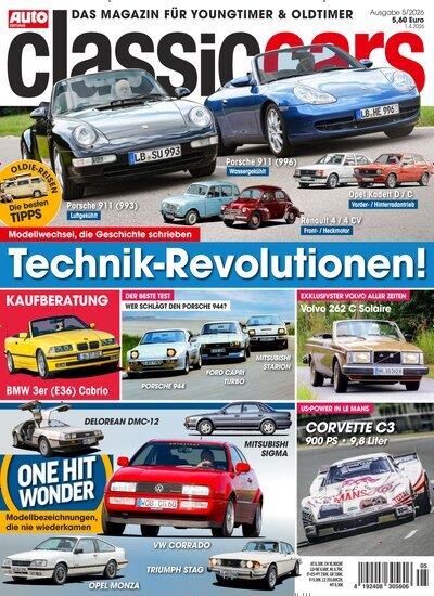 Titelbild der Ausgabe 5/2026 von classic cars. Diese Zeitschrift und viele weitere Automagazine und Motorradzeitschriften als Abo oder epaper bei United Kiosk online kaufen.