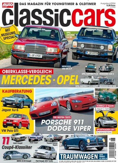 Titelbild der Ausgabe 6/2024 von classic cars. Diese Zeitschrift und viele weitere Automagazine und Motorradzeitschriften als Abo oder epaper bei United Kiosk online kaufen.