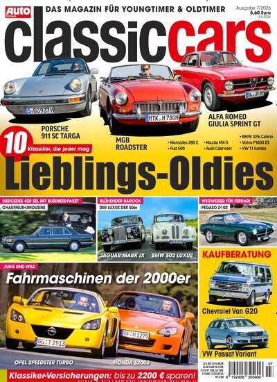 Titelbild der Ausgabe 7/2026 von classic cars. Diese Zeitschrift und viele weitere Automagazine und Motorradzeitschriften als Abo oder epaper bei United Kiosk online kaufen.