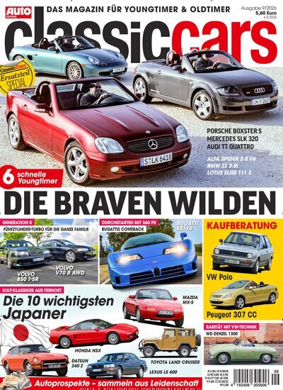 Titelbild der Ausgabe 9/2026 von classic cars. Diese Zeitschrift und viele weitere Automagazine und Motorradzeitschriften als Abo oder epaper bei United Kiosk online kaufen.
