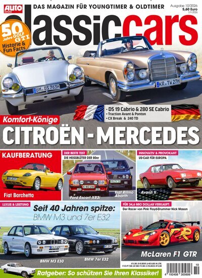 Titelbild der Ausgabe 10/2026 von classic cars. Diese Zeitschrift und viele weitere Automagazine und Motorradzeitschriften als Abo oder epaper bei United Kiosk online kaufen.