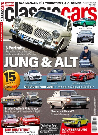 Titelbild der Ausgabe 11/2026 von classic cars. Diese Zeitschrift und viele weitere Automagazine und Motorradzeitschriften als Abo oder epaper bei United Kiosk online kaufen.