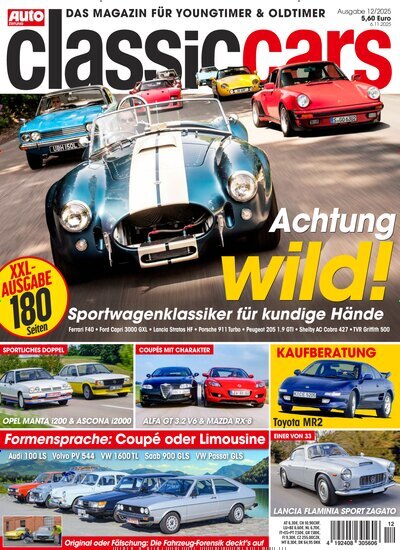 Titelbild der Ausgabe 12/2025 von classic cars. Diese Zeitschrift und viele weitere Automagazine und Motorradzeitschriften als Abo oder epaper bei United Kiosk online kaufen.