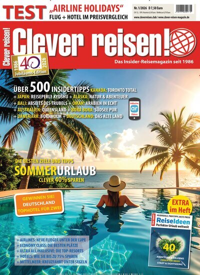 Titelbild der Ausgabe 1/2026 von Clever reisen!. Diese Zeitschrift und viele weitere Reisemagazine, Freizeitmagazine und Wissensmagazine als Abo oder epaper bei United Kiosk online kaufen.