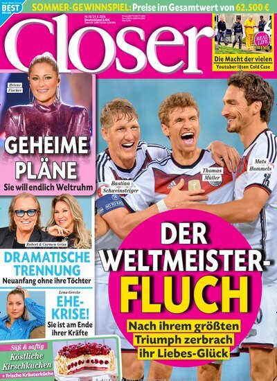 Titelbild der Ausgabe 26/2026 von Closer. Diese Zeitschrift und viele weitere Lifestylemagazine und Peoplemagazine als Abo oder epaper bei United Kiosk online kaufen.