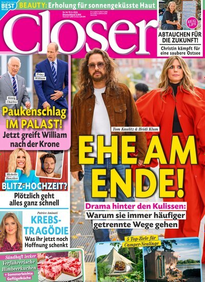 Titelbild der Ausgabe 34/2026 von Closer. Diese Zeitschrift und viele weitere Lifestylemagazine und Peoplemagazine als Abo oder epaper bei United Kiosk online kaufen.