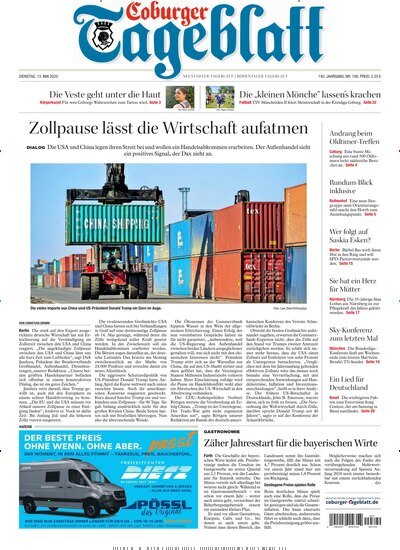 Titelbild der Ausgabe 109/2025 von Coburger Tageblatt. Diese Zeitschrift und viele weitere Zeitungsabos als Abo oder epaper bei United Kiosk online kaufen.