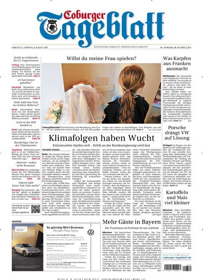 Titelbild der Ausgabe 181/2026 von Coburger Tageblatt. Diese Zeitschrift und viele weitere Zeitungsabos als Abo oder epaper bei United Kiosk online kaufen.