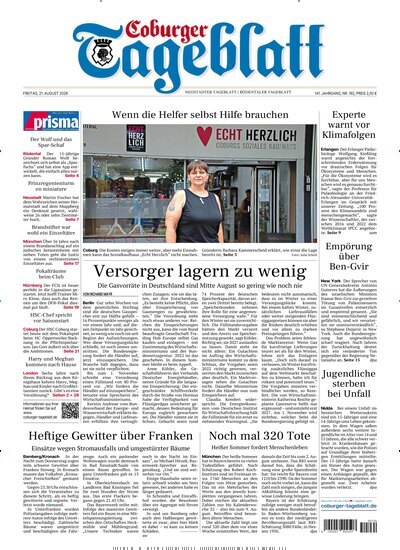 Titelbild der Ausgabe 192/2026 von Coburger Tageblatt. Diese Zeitschrift und viele weitere Zeitungsabos als Abo oder epaper bei United Kiosk online kaufen.
