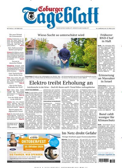 Titelbild der Ausgabe 231/2026 von Coburger Tageblatt. Diese Zeitschrift und viele weitere Zeitungsabos als Abo oder epaper bei United Kiosk online kaufen.