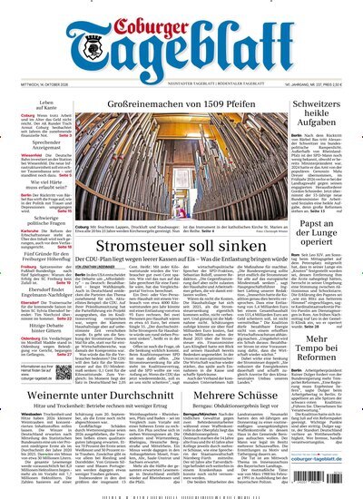 Titelbild der Ausgabe 237/2026 von Coburger Tageblatt. Diese Zeitschrift und viele weitere Zeitungsabos als Abo oder epaper bei United Kiosk online kaufen.