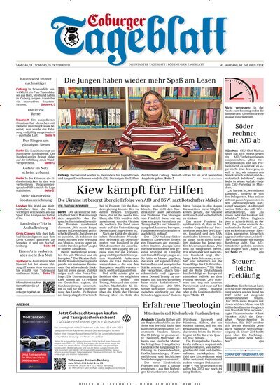 Titelbild der Ausgabe 246/2026 von Coburger Tageblatt. Diese Zeitschrift und viele weitere Zeitungsabos als Abo oder epaper bei United Kiosk online kaufen.