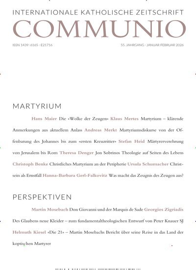 Titelbild der Ausgabe 1/2026 von Communio - Internationale katholische Zeitschrift. Diese Zeitschrift und viele weitere Kunstmagazine und Kulturmagazine als Abo oder epaper bei United Kiosk online kaufen.