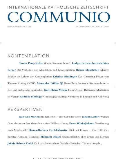 Titelbild der Ausgabe 4/2025 von Communio - Internationale katholische Zeitschrift. Diese Zeitschrift und viele weitere Kunstmagazine und Kulturmagazine als Abo oder epaper bei United Kiosk online kaufen.