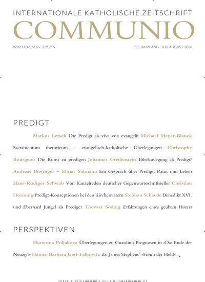 Titelbild der Ausgabe 4/2026 von Communio - Internationale katholische Zeitschrift. Diese Zeitschrift und viele weitere Kunstmagazine und Kulturmagazine als Abo oder epaper bei United Kiosk online kaufen.