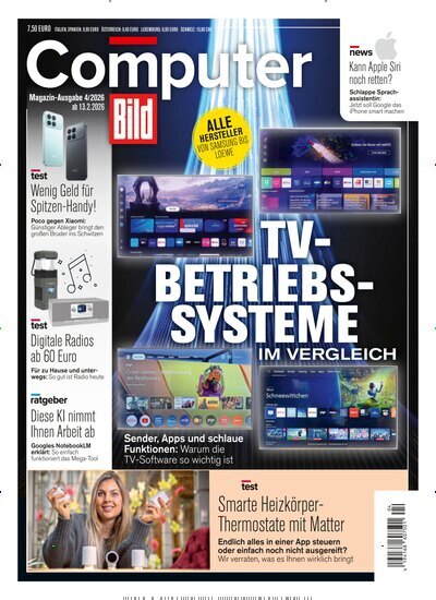 Titelbild der Ausgabe 4/2026 von Computer Bild. Diese Zeitschrift und viele weitere Computerzeitschriften, Tabletmagazine und Smartphonemagazine als Abo oder epaper bei United Kiosk online kaufen.