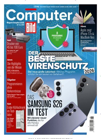 Titelbild der Ausgabe 6/2026 von Computer Bild. Diese Zeitschrift und viele weitere Computerzeitschriften, Tabletmagazine und Smartphonemagazine als Abo oder epaper bei United Kiosk online kaufen.
